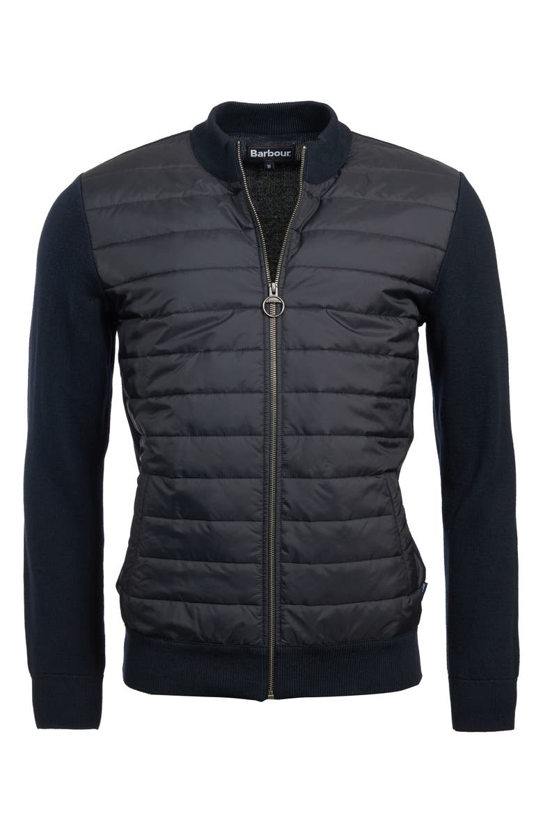 Barbour Carn Baffle Front Knit Jacket, Alternate, color, Navy