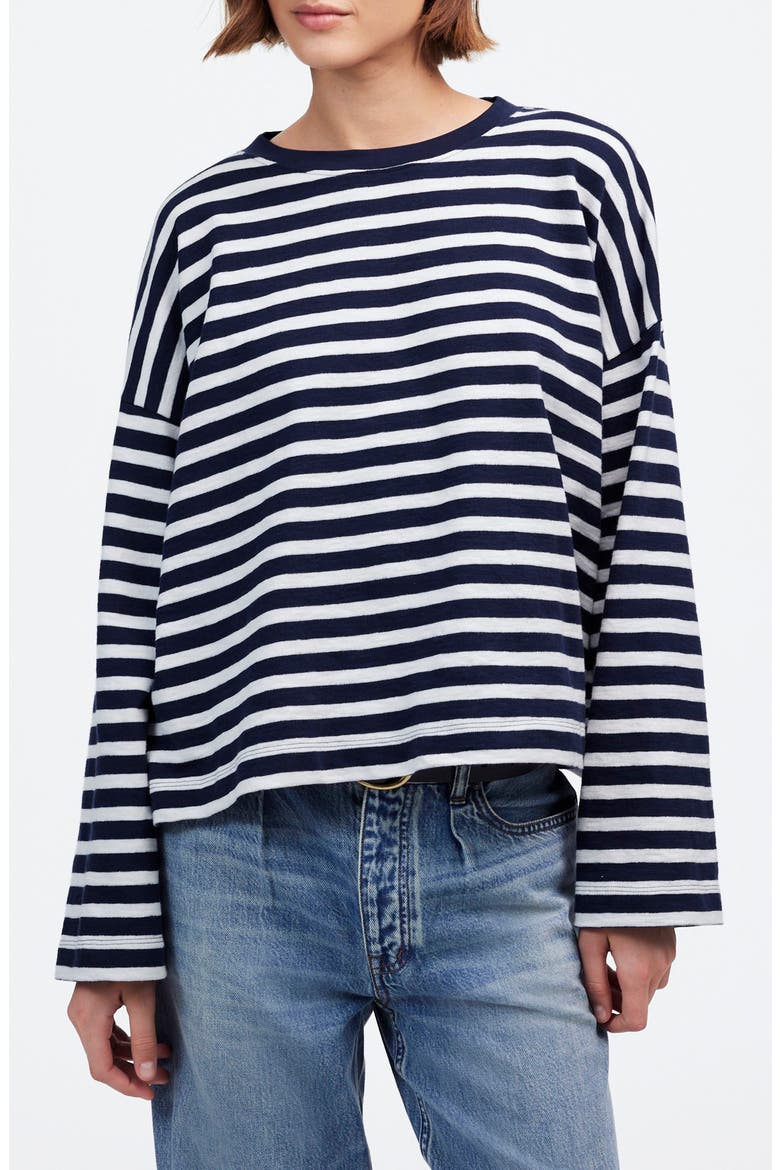 Easy Stripe Long Sleeve Top, Main, color, NAVY STRIPE