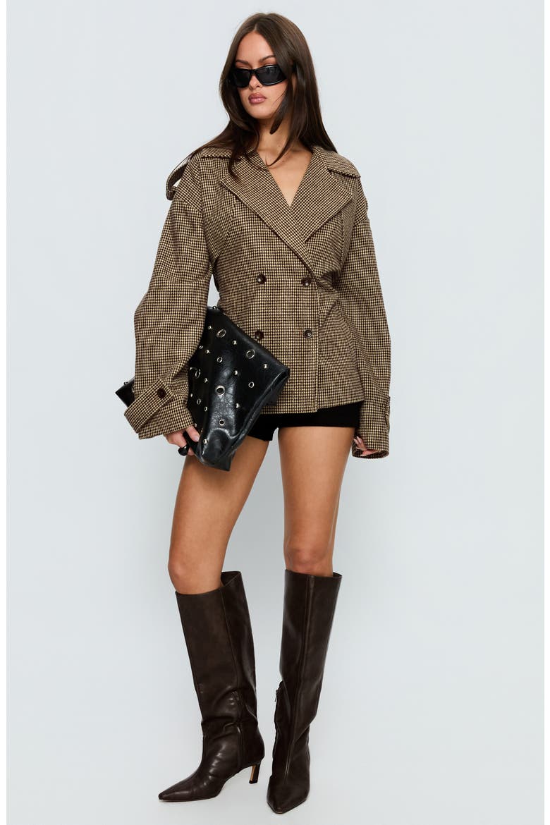 Brieanna Cropped Trench Coat, Alternate, color, BROWN CHECK