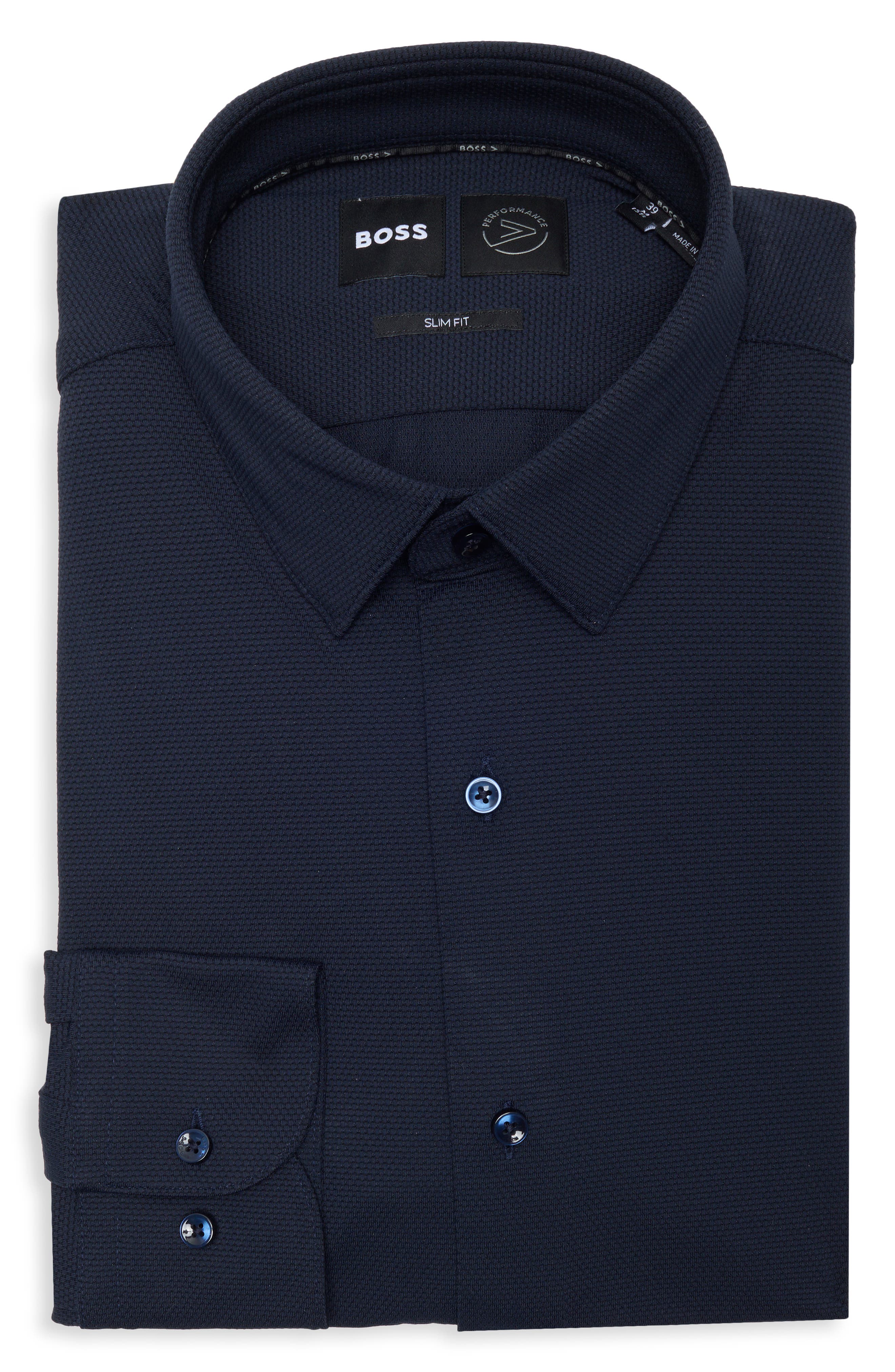 BOSS Hank Kent Slim Fit Stretch Performance Dress Shirt