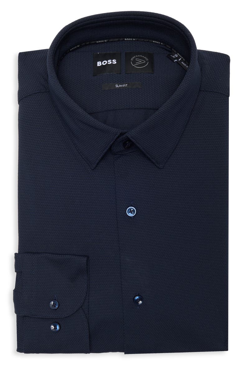 Hank Kent Slim Fit Stretch Performance Dress Shirt, Alternate, color, DK BU