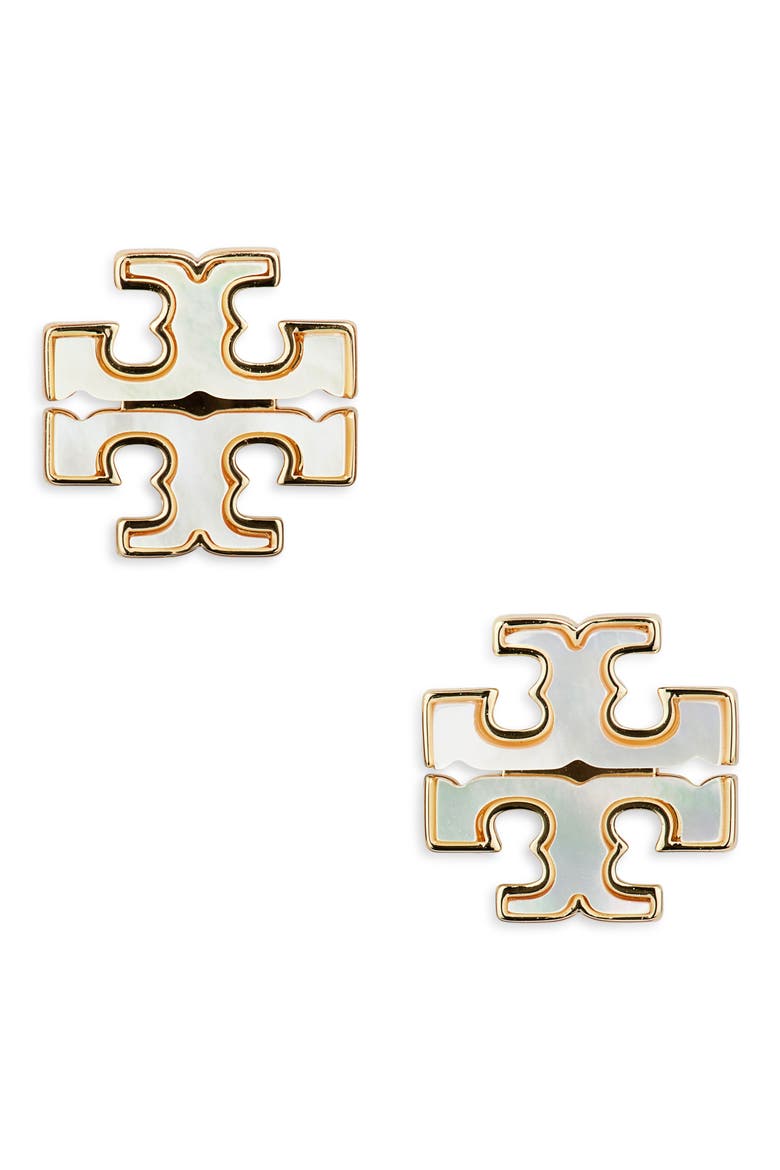 Moondance Mother of Pearl Stud Earrings, Main, color, TORY GOLD / MOTHER OF PEARL