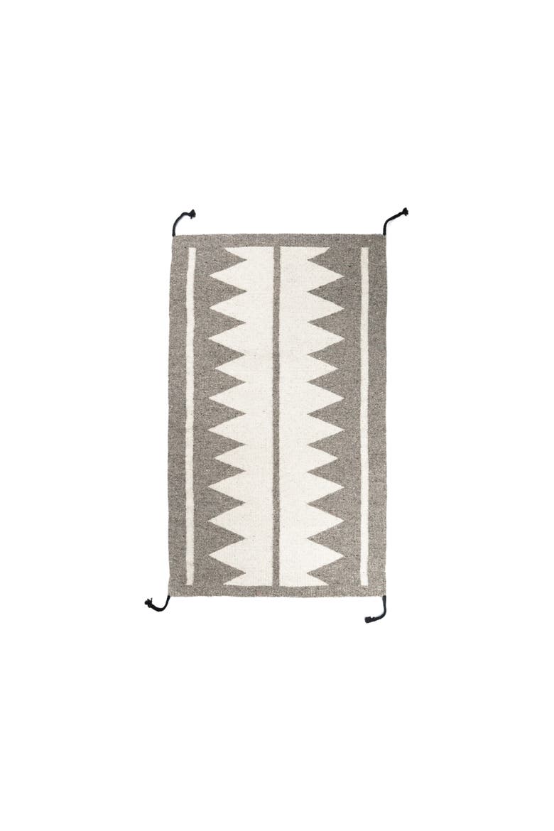 Zapotec Geometric Handwoven Flatweave Wool Rug, Main, color, Grey