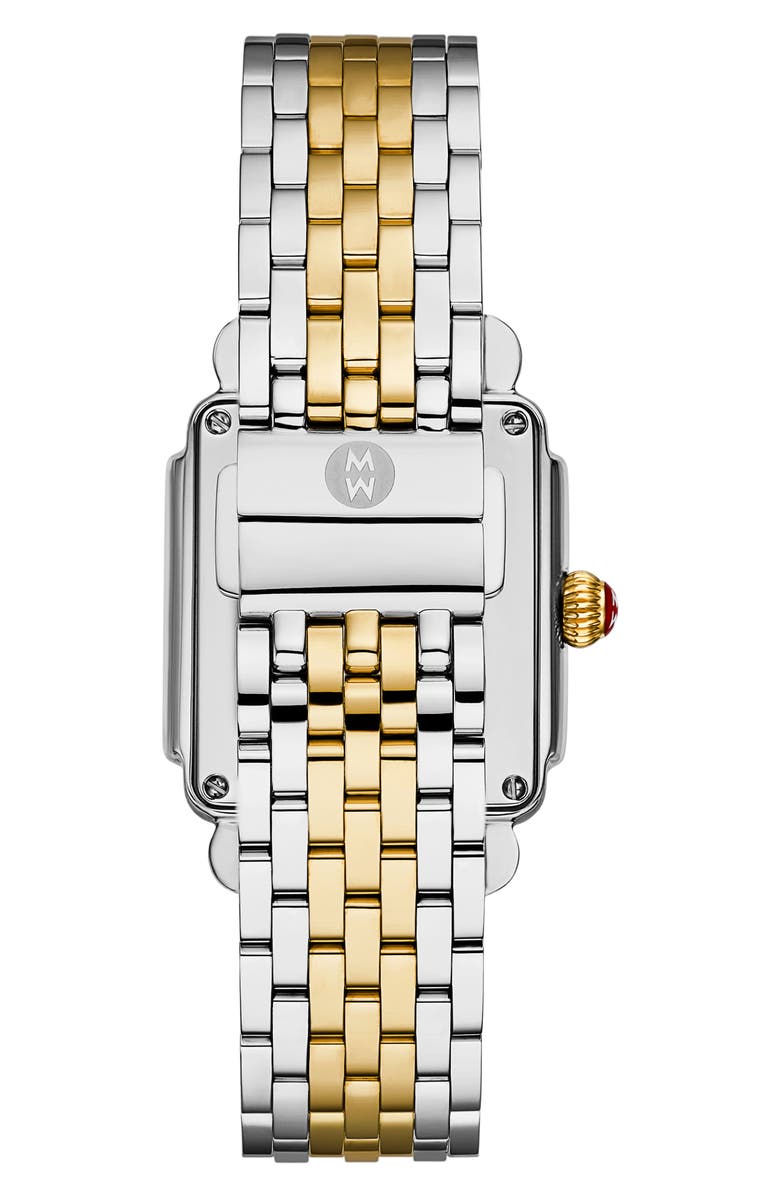 MICHELE Mid Deco Madison Limited Edition Two-Tone 18K Gold Plate Diamond Bracelet Watch, 29mm x 31mm, Alternate, color, 