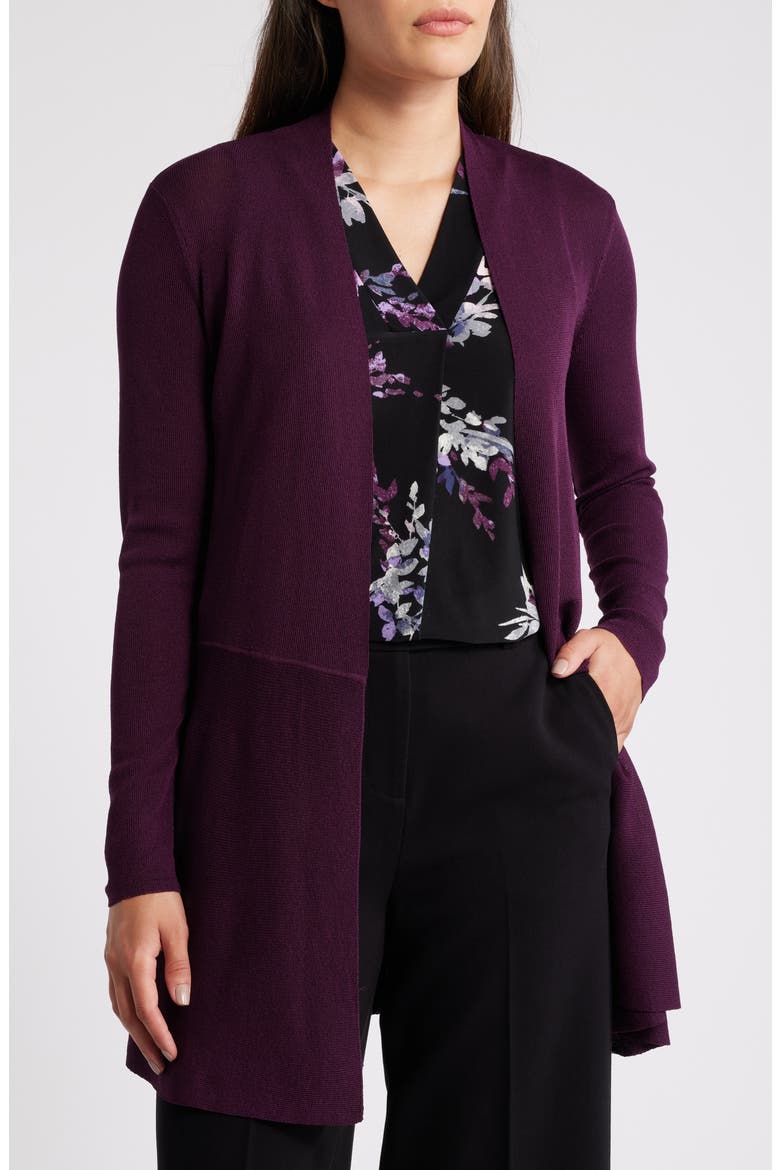 Monterey Peplum Cardigan, Main, color, DEEP PLUM