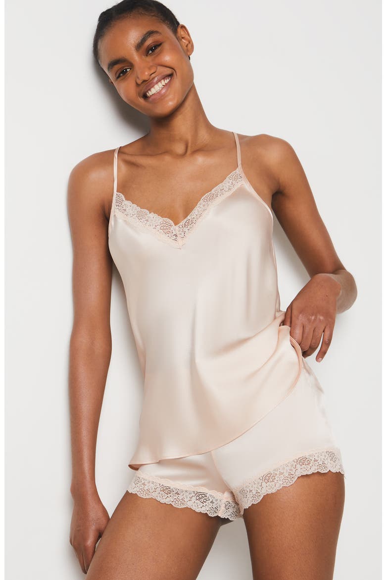 Milky Silk Pajama Shorts, Alternate, color, PINK
