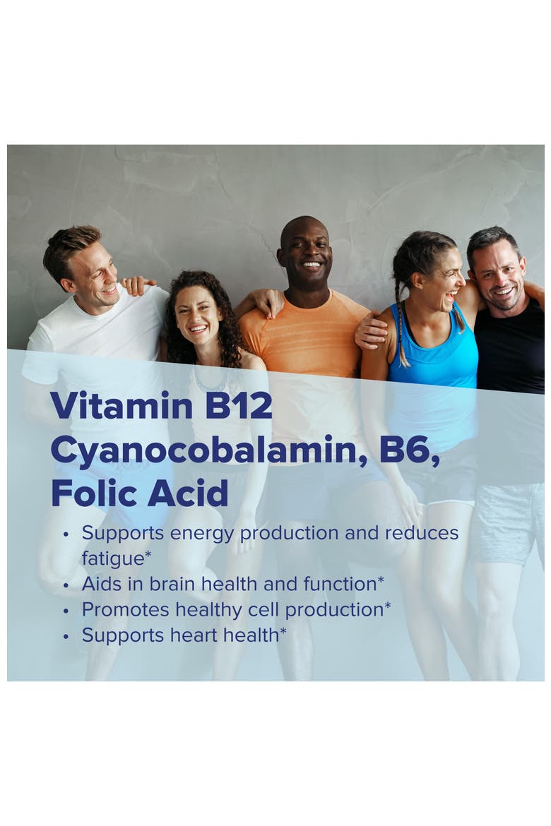 No Shot Vitamin B-12 Cyanocobalamin B-6 Folic Acid Sublingual Dissolving Tablets, Alternate, color, White