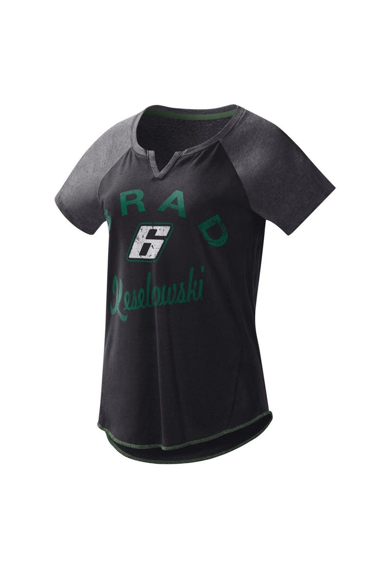 Women's G-III 4Her by Carl Banks Black Brad Keselowski Grand Slam Tri-Blend Notch V-Neck T-Shirt, Main, color, Black