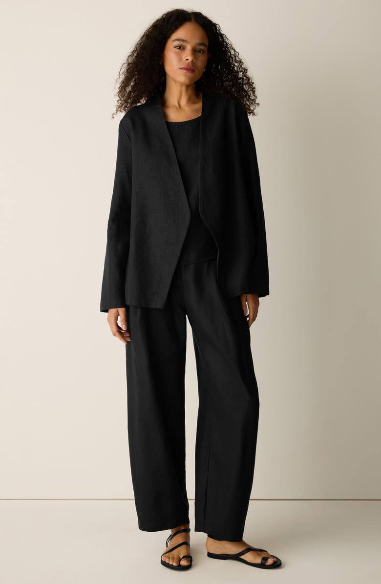Eileen Fisher Open Front Organic Linen Jacket, Alternate, color, Black