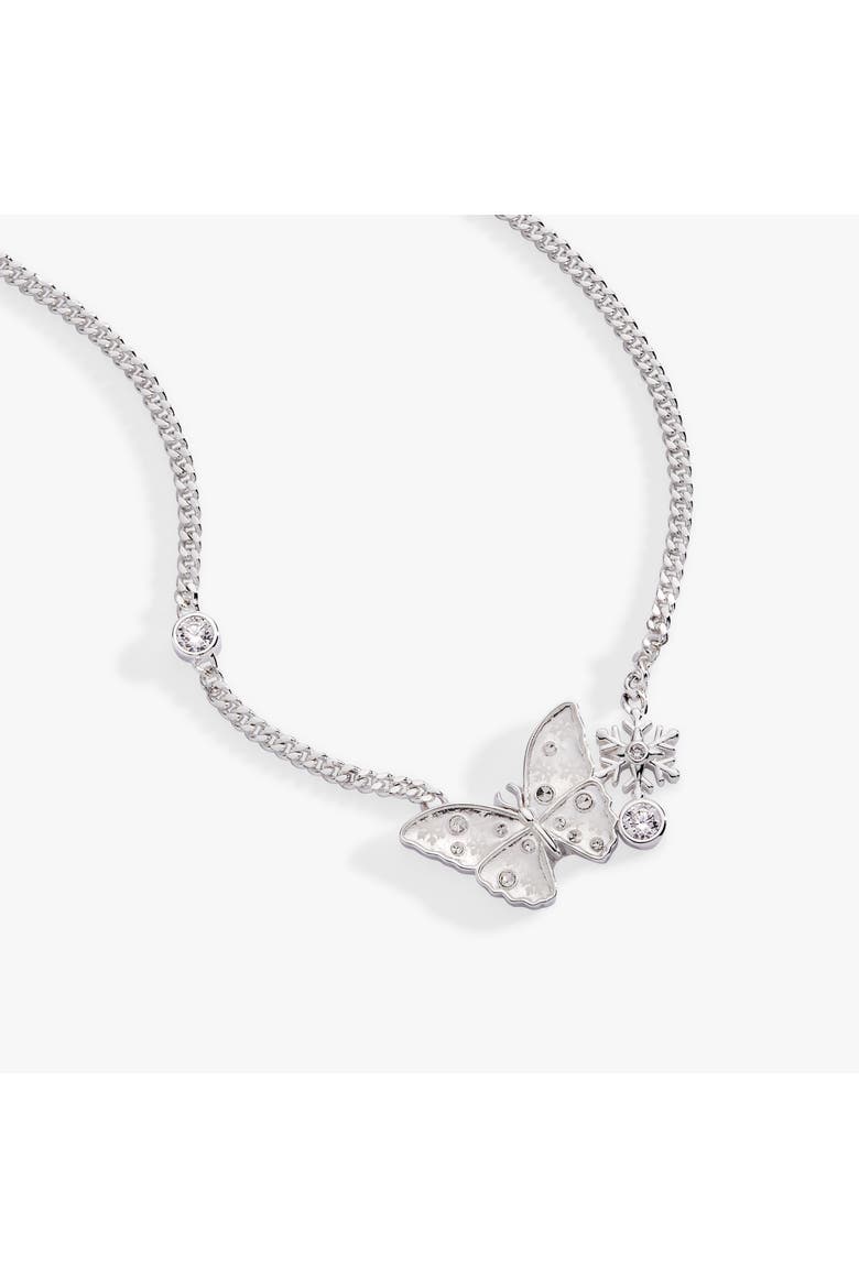 Glass Butterfly Inline Necklace, Alternate, color, Silver