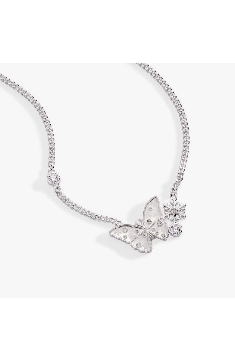 Alex and Ani Glass Butterfly Inline Necklace, Alternate, color, Silver