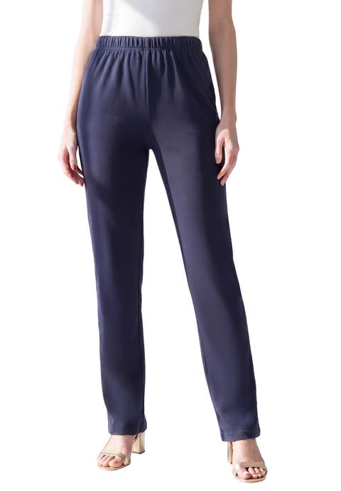 Plus Size Soft Knit Relaxed Pull-On Straight Leg Pant