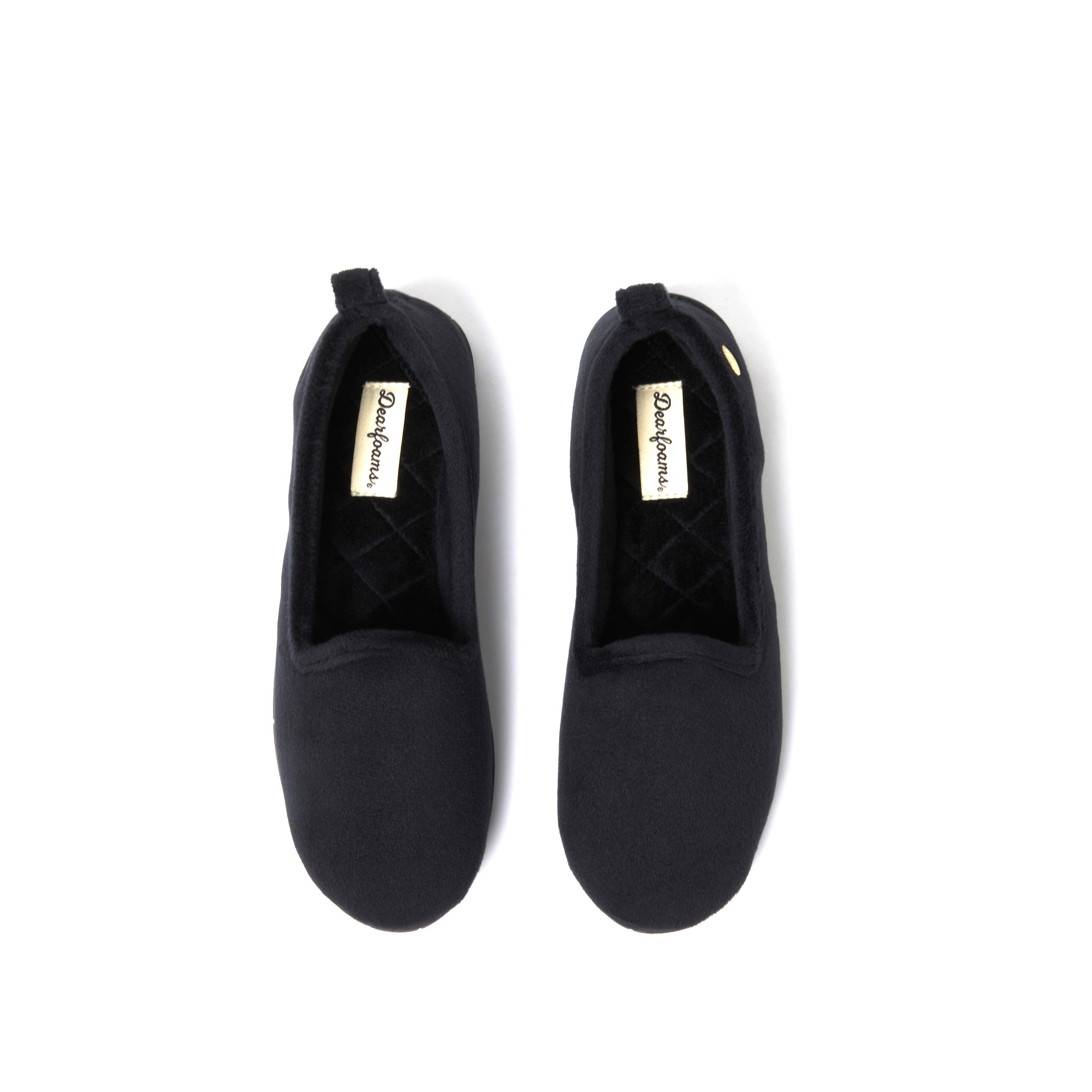 DEARFOAMS Rachel Velour Closed Back Slipper, Alternate, color, Black