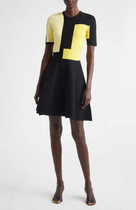 Collage Colorblock Jacquard Knit Fit & Flare Minidress
