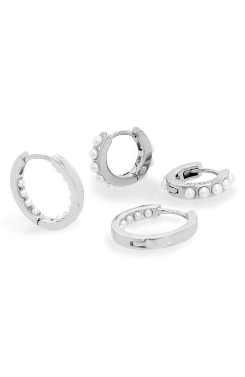 Allsaints Set Of 2 Faux Pearl Huggie Hoop Earrings