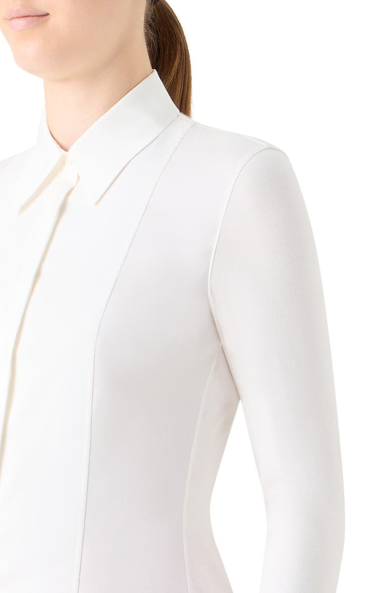 Akris punto Classic Fitted Button-Up Shirt, Alternate, color, Cream