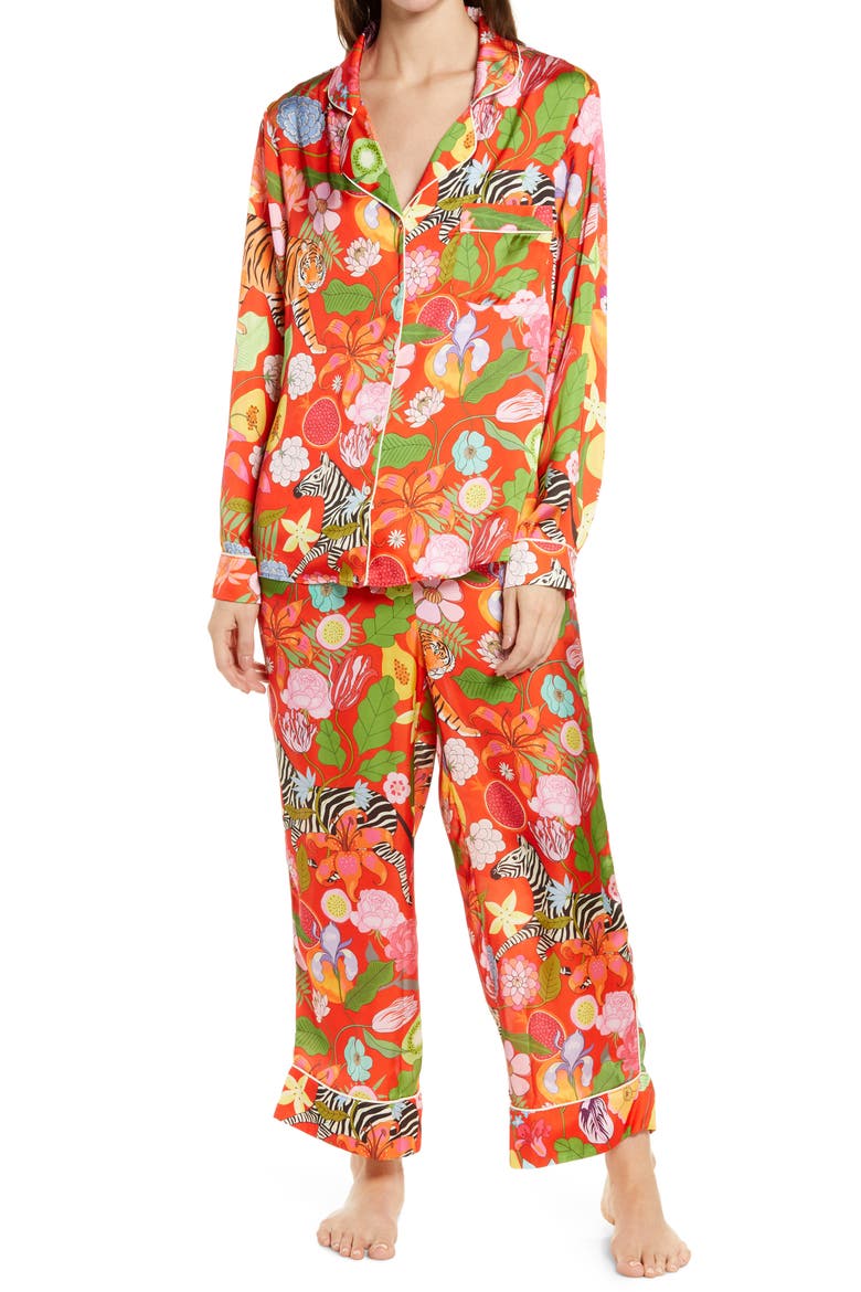 Tiger Bouquet Pajamas, Main, color, RED