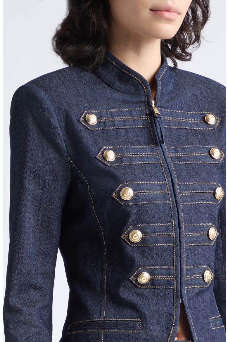 Abbot Military Denim Jacket, Alternate, color, INDIGO