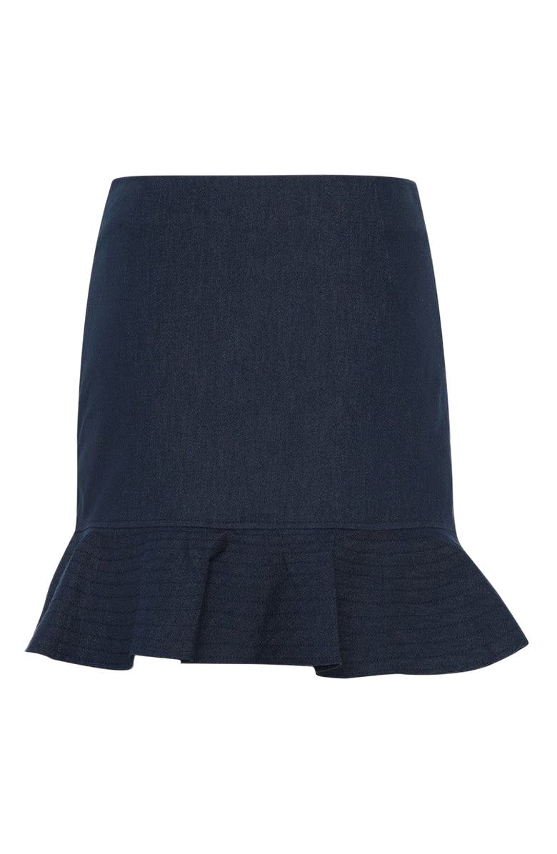 THEO The Label Demeter Denim Trapunto Hem Skirt, Alternate, color, Denim