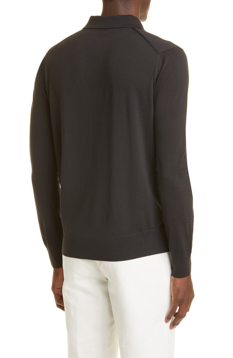 Loro Piana Long Sleeve Wish Wool Polo, Alternate, color, 