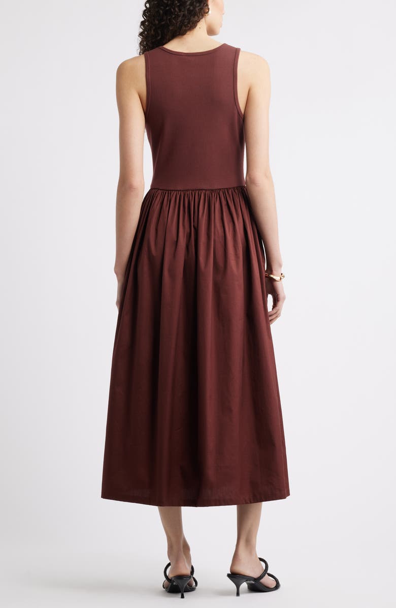 Nordstrom Mixed Media Stretch Cotton Tank Maxi Dress, Alternate, color, Brown Raisin