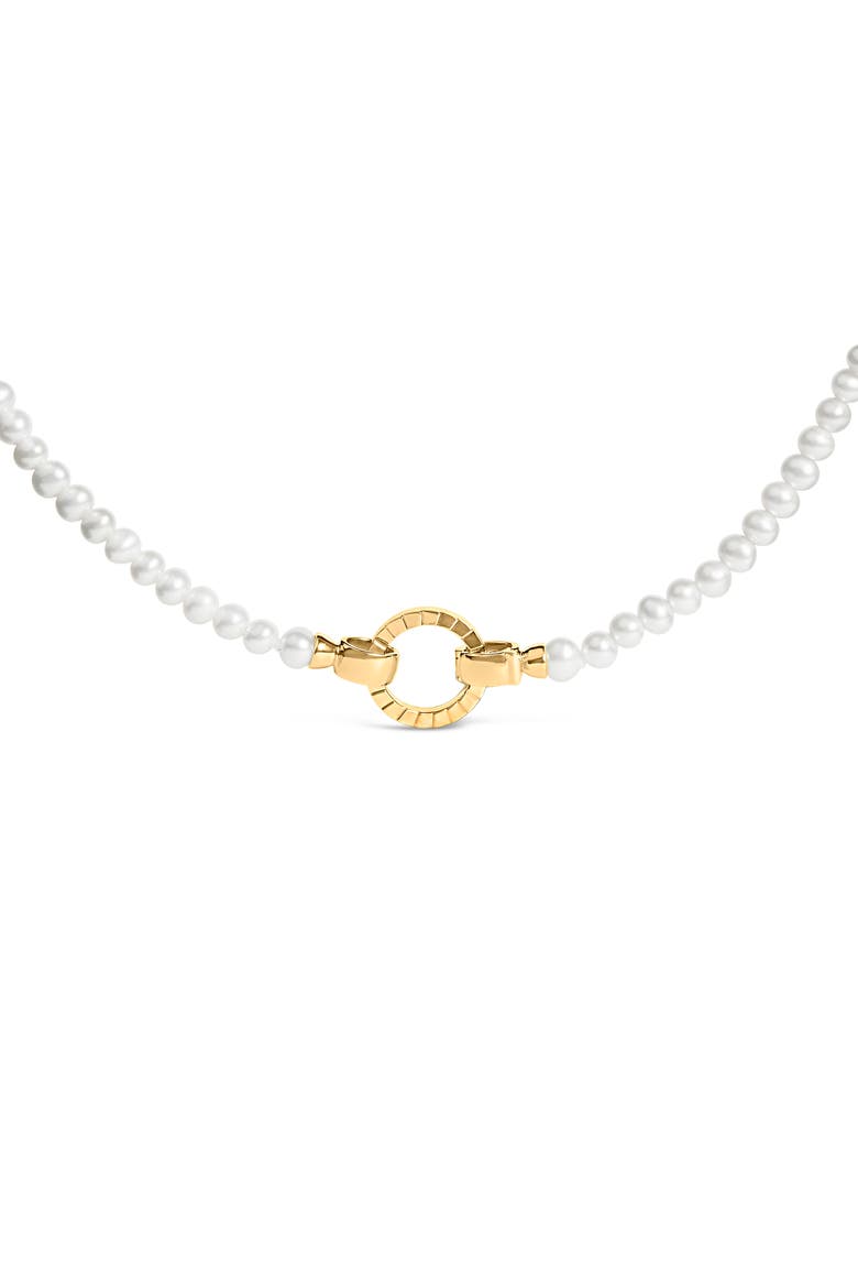 18K Yellow Gold Vermeil Pearl Strand Infinity Necklace, Main, color, Yellow Gold over Silver