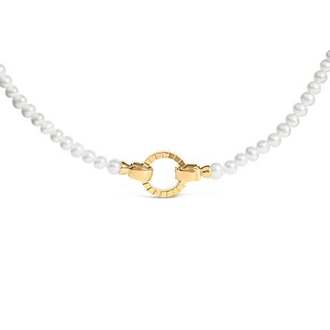 18K Yellow Gold Vermeil Pearl Strand Infinity Necklace