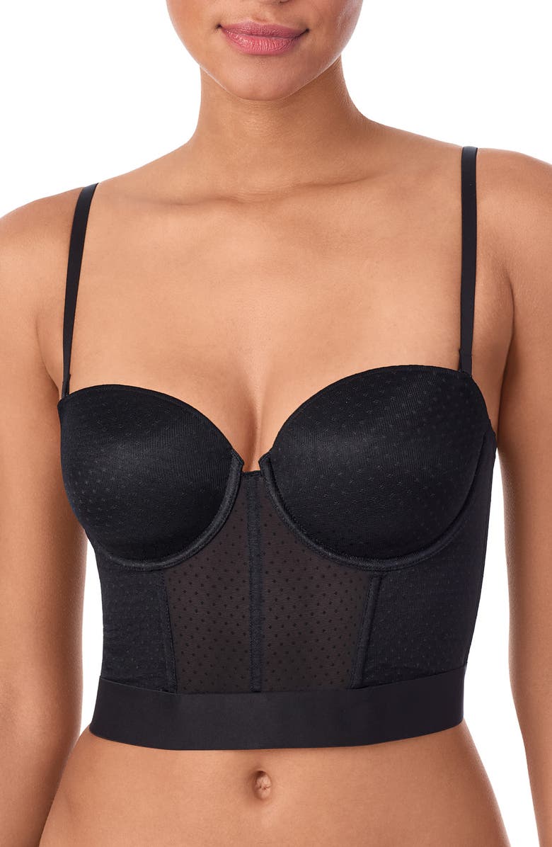 DKNY Dot Mesh Bustier, Main, color, Black