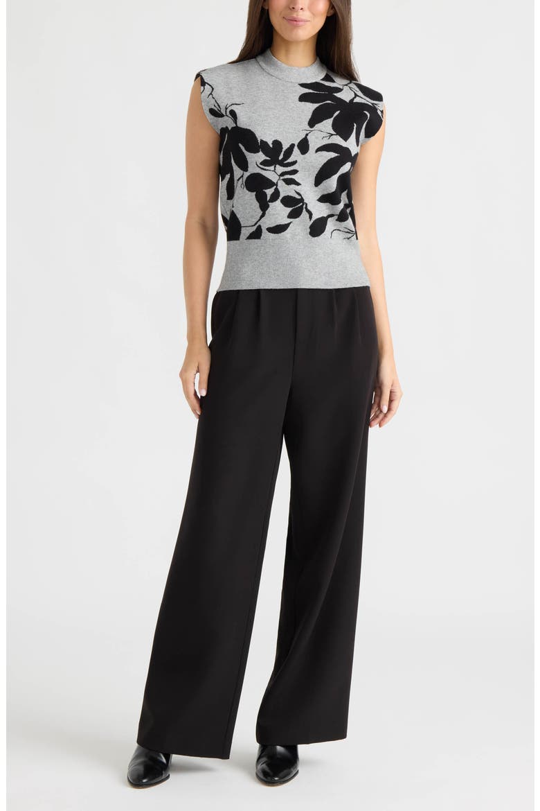 Floral Jacquard Sleeveless Sweater, Alternate, color, LIGHT GREY MIX