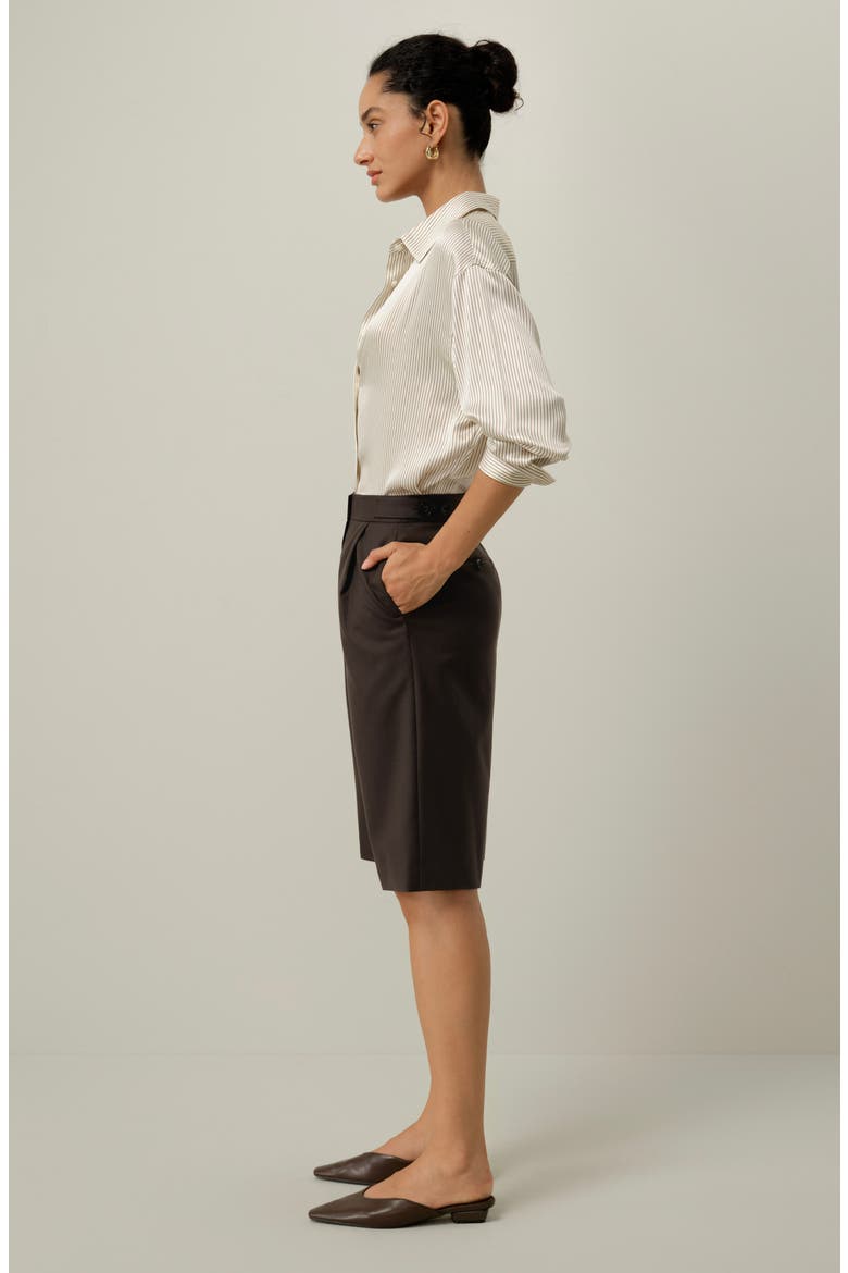 Women's Wool-Silk Bermuda Shorts, Alternate, color, Chestnut