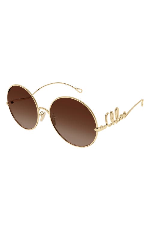 Chloé Iconic Round Metal Sunglasses In Gold