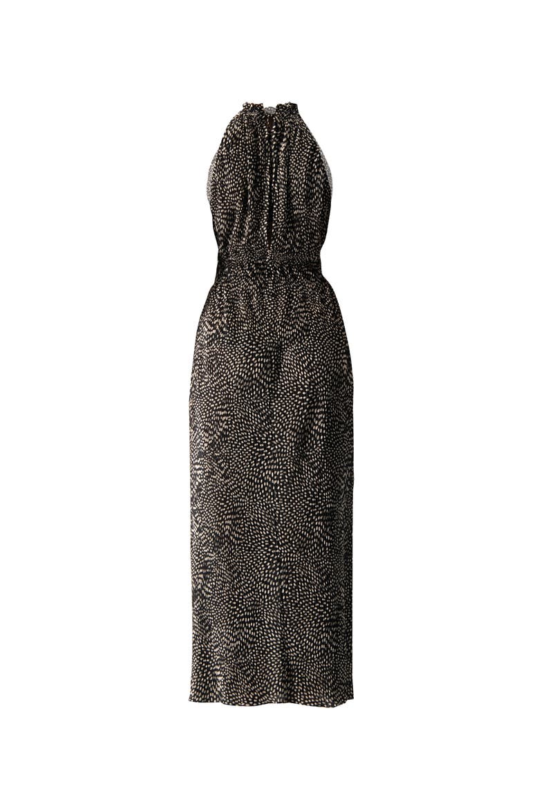 Pleated Polka Dot Maxi Dress, Alternate, color, Black