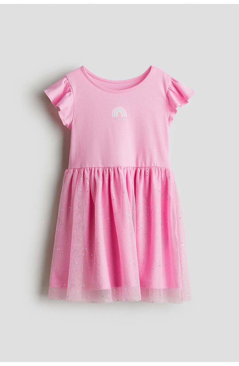 H&M Tulle-skirt Jersey Dress, Main, color, Pink