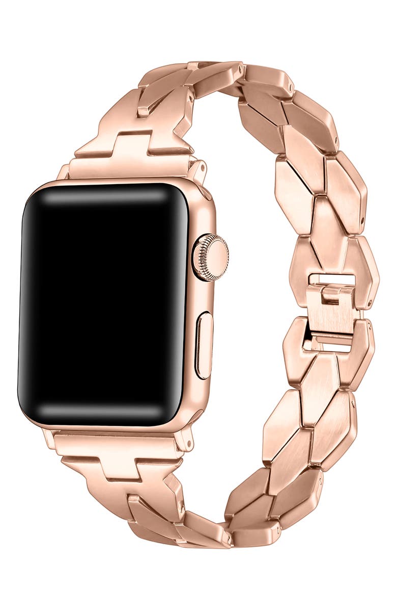 The Posh Tech Ava Stainless Steel Apple Watch<sup>®</sup> Watchband, Alternate, color, Rose Gold