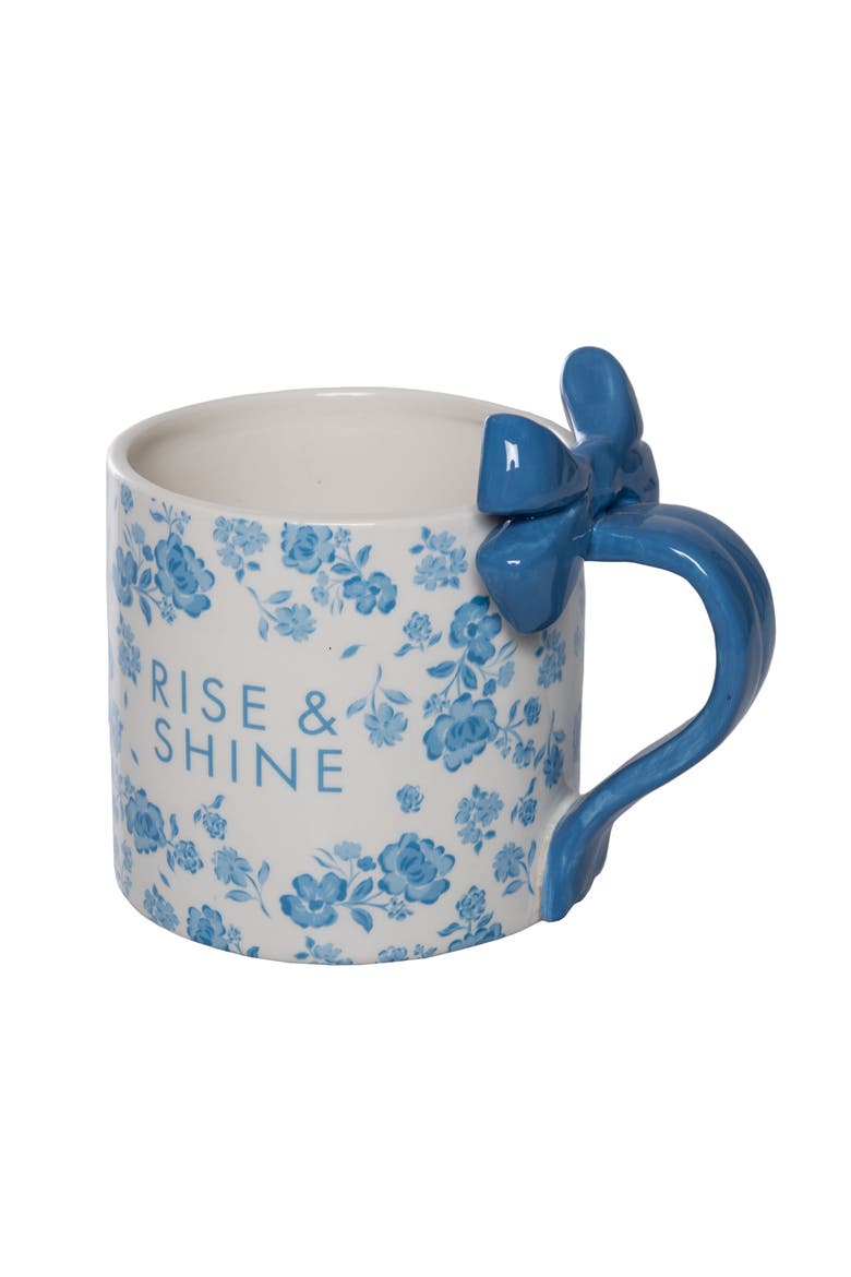 Rise & Shine Mug w/ Bow Handle Ceramic Blue, Main, color, Blue