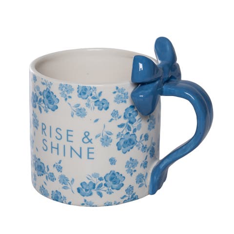 Rise & Shine Mug w/ Bow Handle Ceramic Blue