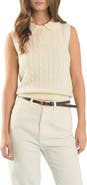 Endless Rose Sleeveless Cable Polo Sweater