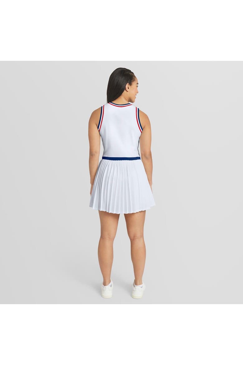 Women's WEAR by Erin Andrews White Chicago Cubs Zip-Front Pleated Tri-Blend Scoop Neck Tank Dress, Alternate, color, White
