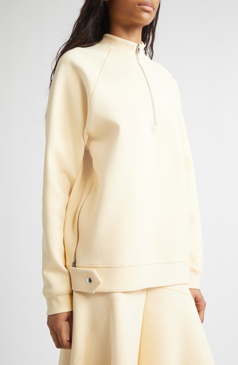 PLAN C Cotton Blend Scuba Knit Half Zip Pullover, Alternate, color, Straw