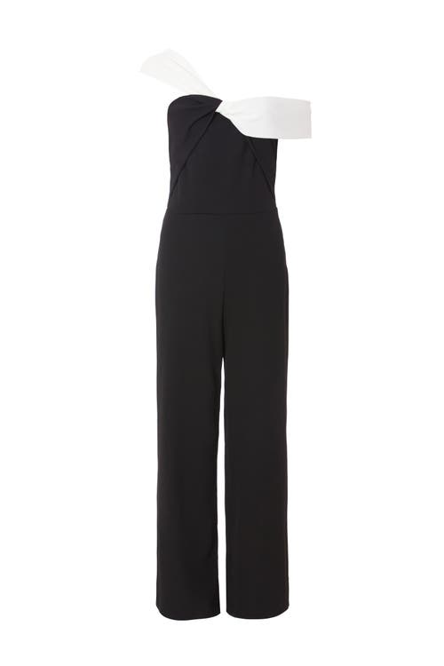Quiz Scuba Crepe Contrast Bardot Jumpsuit In Black