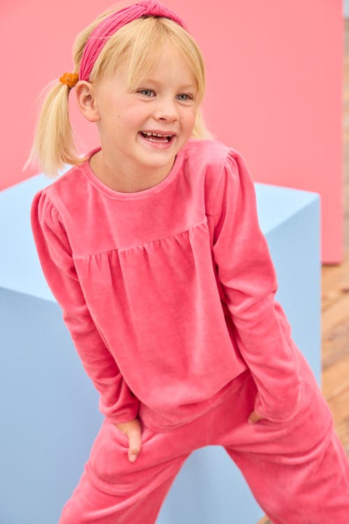 Bisby Kids' Cropped Velour Palazzo Pants In Pink