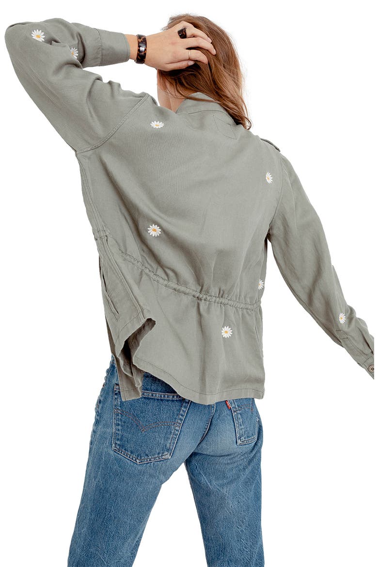 Sahara Daisy Embroidery Utility Jacket, Alternate, color, SAGE DAISIES