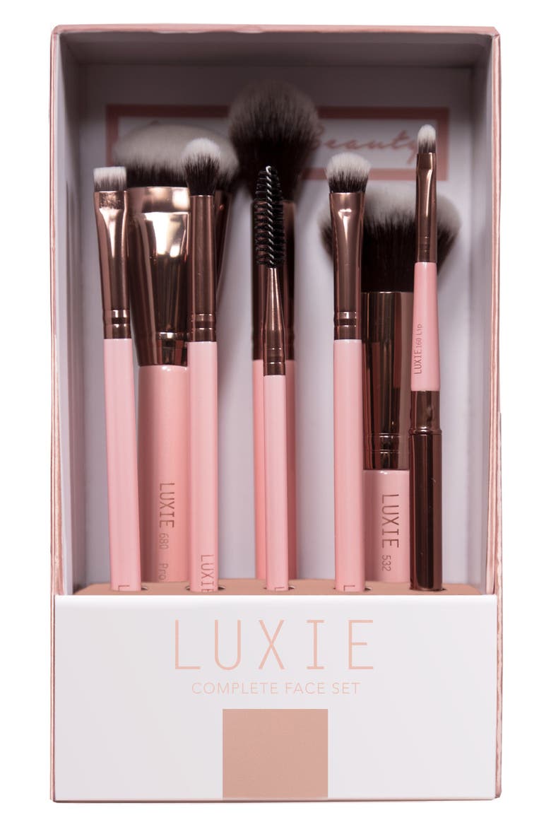 Rose Gold Complete Face Brush Set, Alternate, color, ROSE GOLD