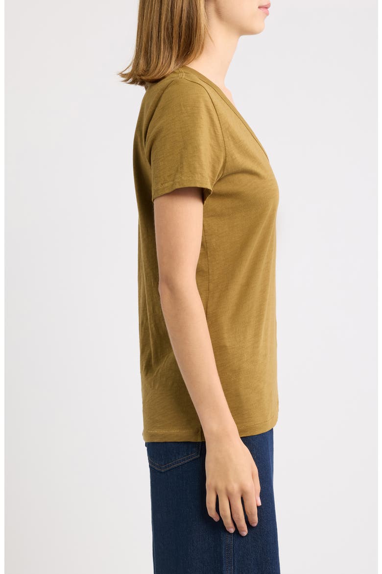 The Slub V-Neck T-Shirt, Alternate, color, GOLDEN KHAKI