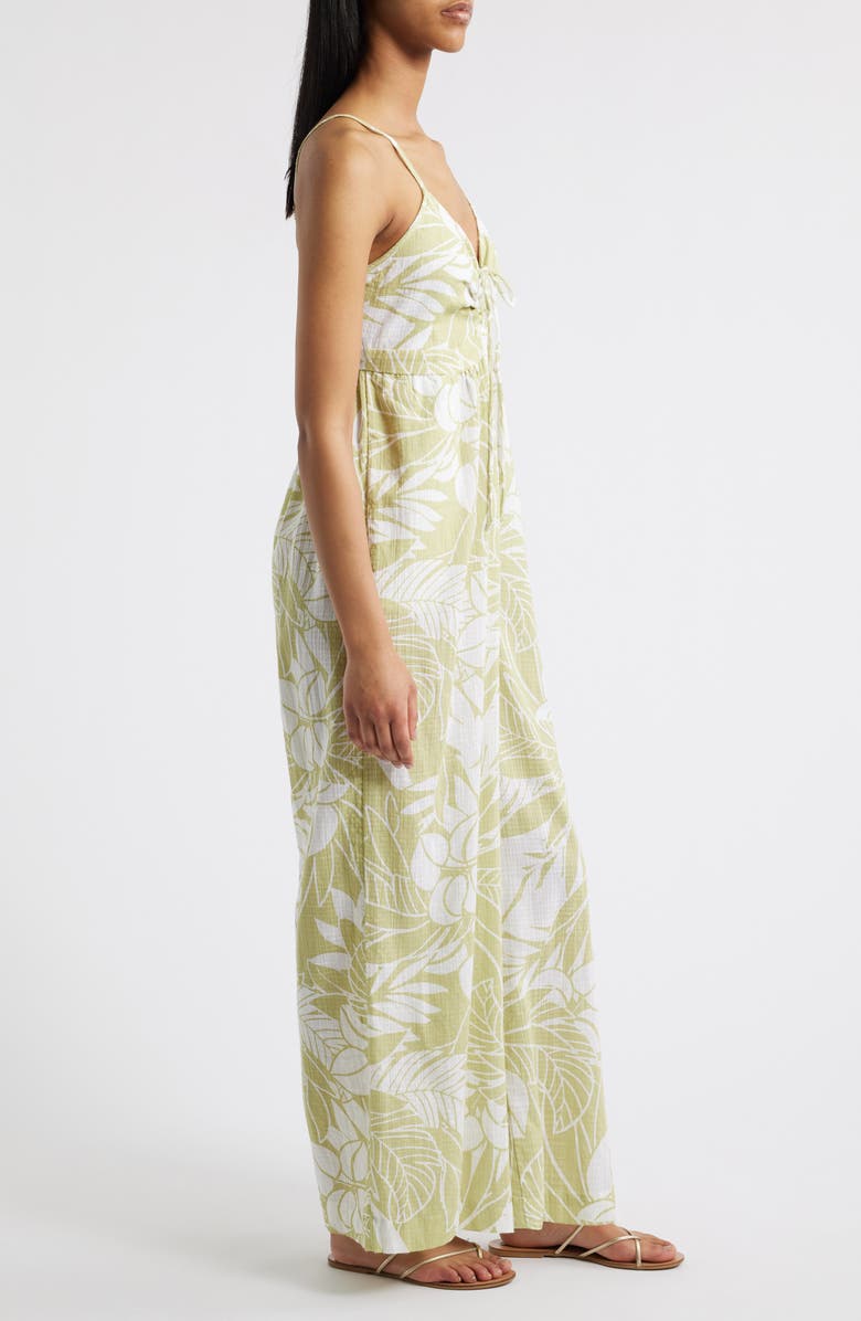 Rip Curl Cala Cadella Palm Print Jumpsuit, Alternate, color, Sage