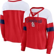 FANATICS Women's Fanatics Branded Red/White St. Louis Cardinals Even Match Lace-Up Long Sleeve V-Neck T-Shirt