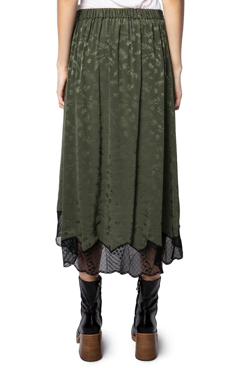 Zadig & Voltaire Joslin Jacquard Silk Lace Hem High/Low Skirt, Alternate, color, 