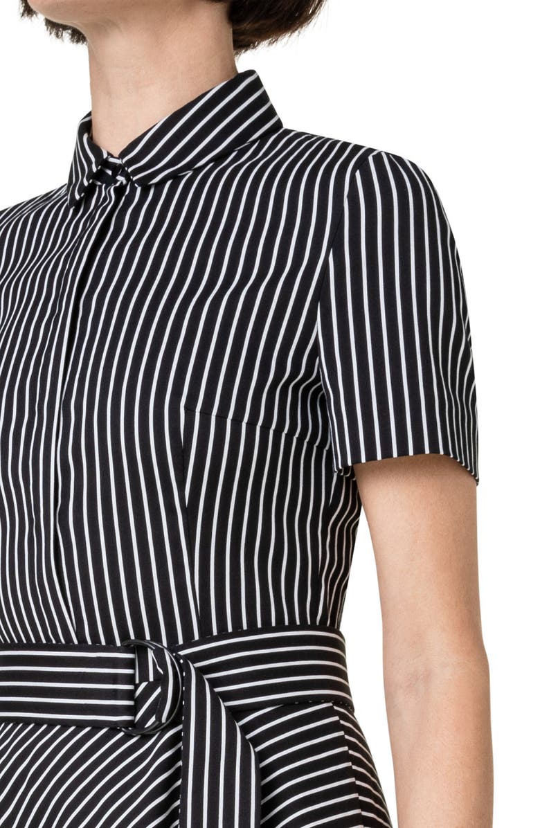 Akris punto Stripe Stretch Cotton Blend A-Line Dress, Alternate, color, 