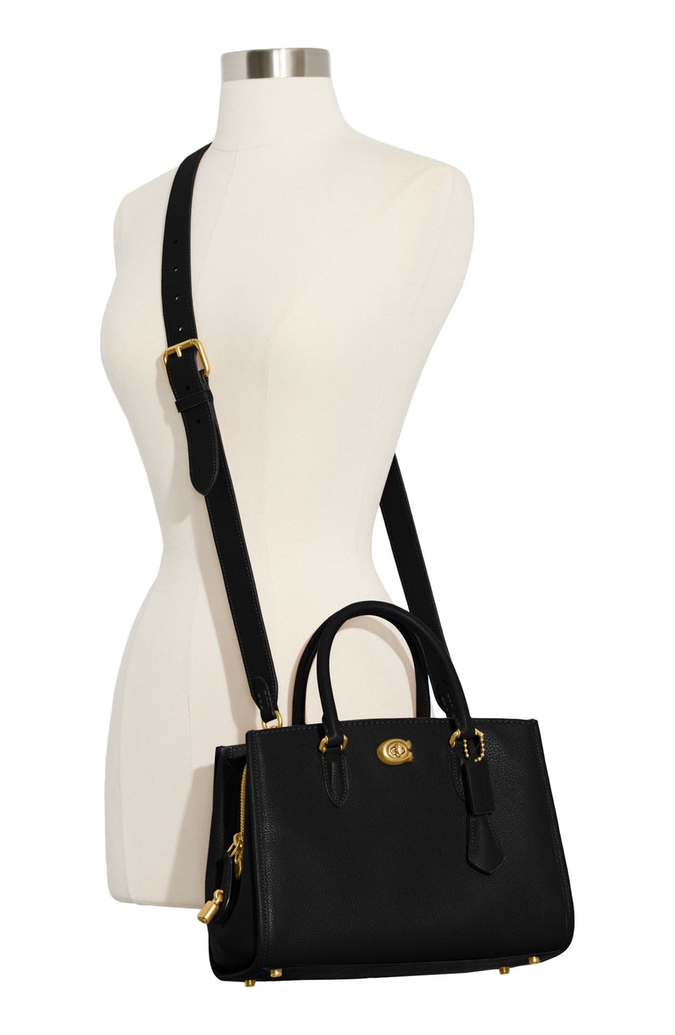 COACH Brooke Pebble Leather Satchel, Alternate, color, 