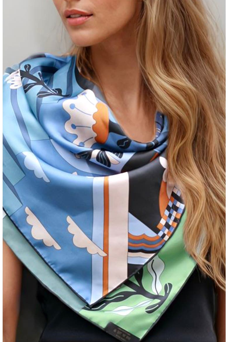 Double Sided Silk Scarf Of Imagination, Alternate, color, Green
